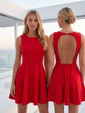 NWT LULU'S red skater dress mini backless XS